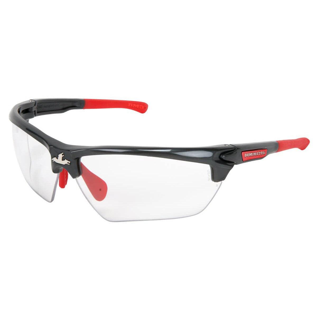 MCR Safety DM1310P Dominator DM3 Safety Glasses Gray Red Frame Clear Lenses