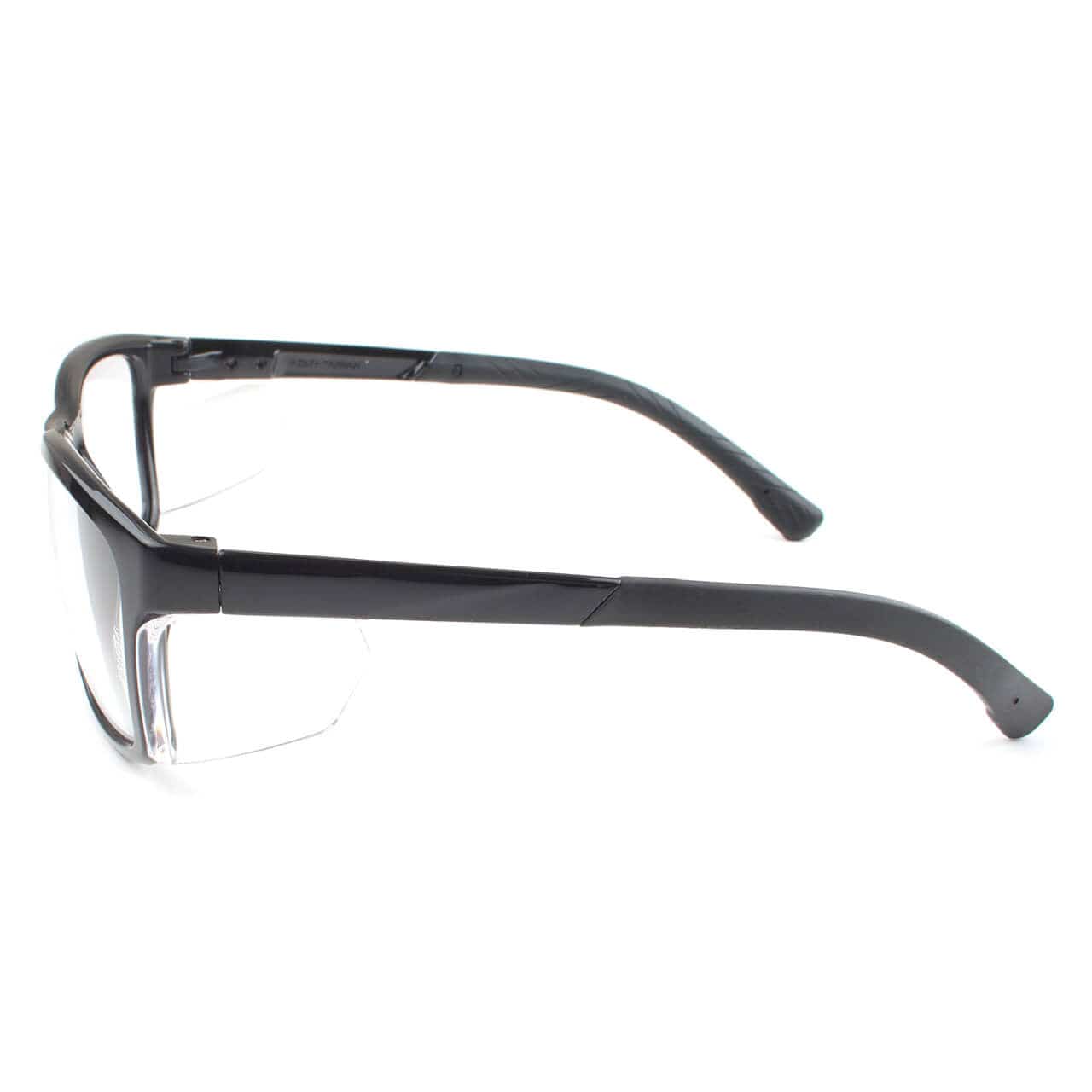 Metel M40 Safety Glasses with Black Frame and Clear Lenses Side View