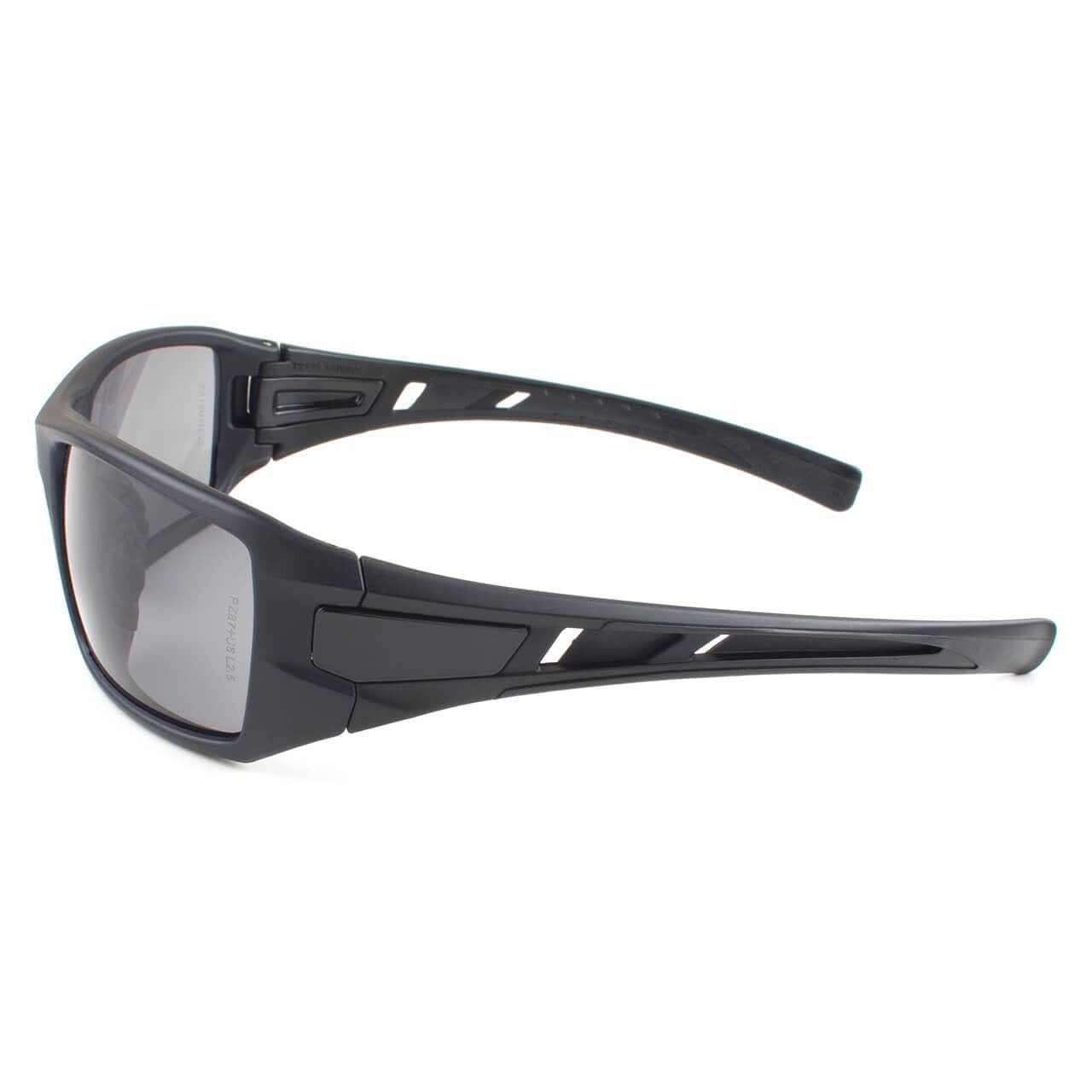 Metel M30 Safety Glasses with Black Frame and Gray Lenses Side View