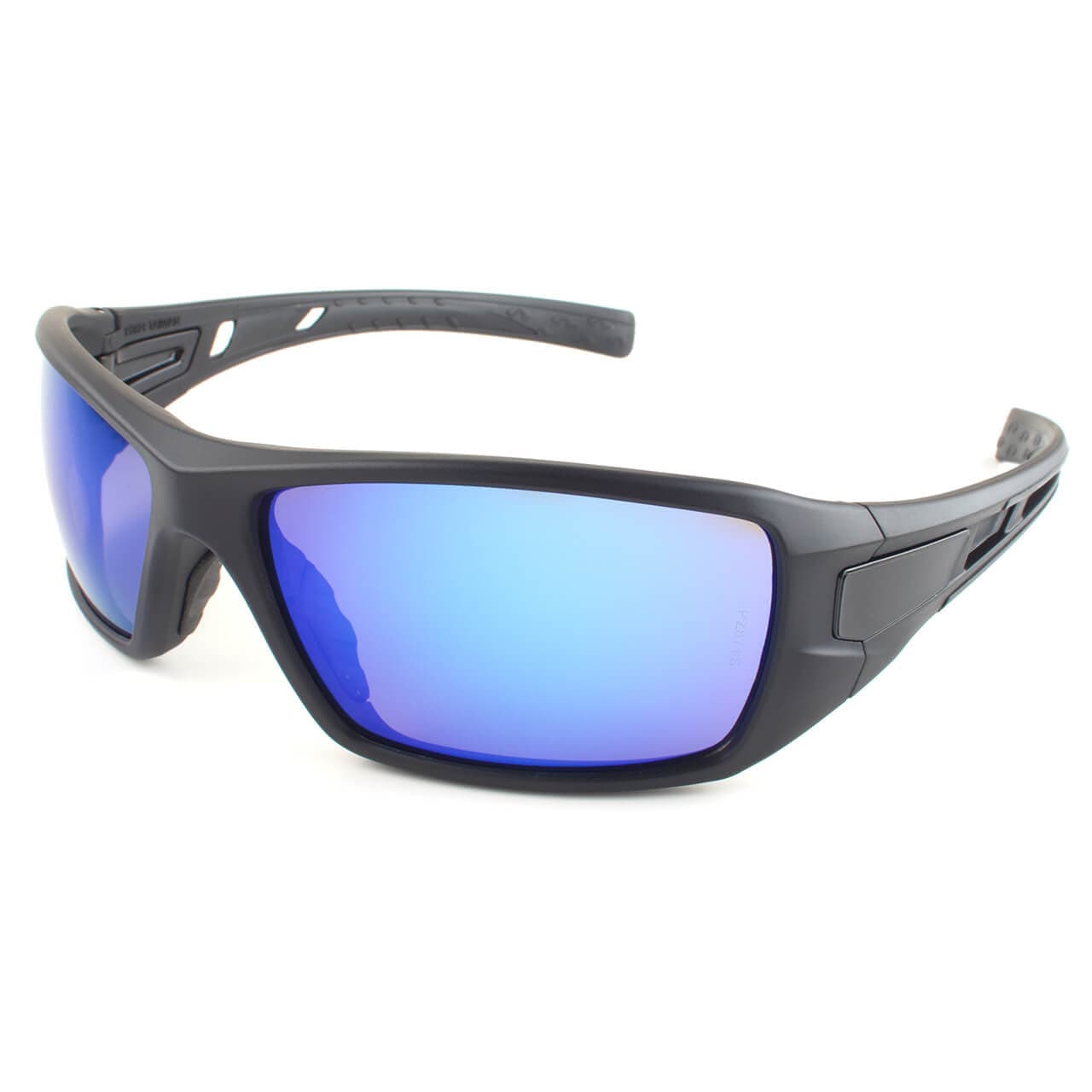 Metel M30 Safety Glasses with Black Frame and Blue Mirror Lenses