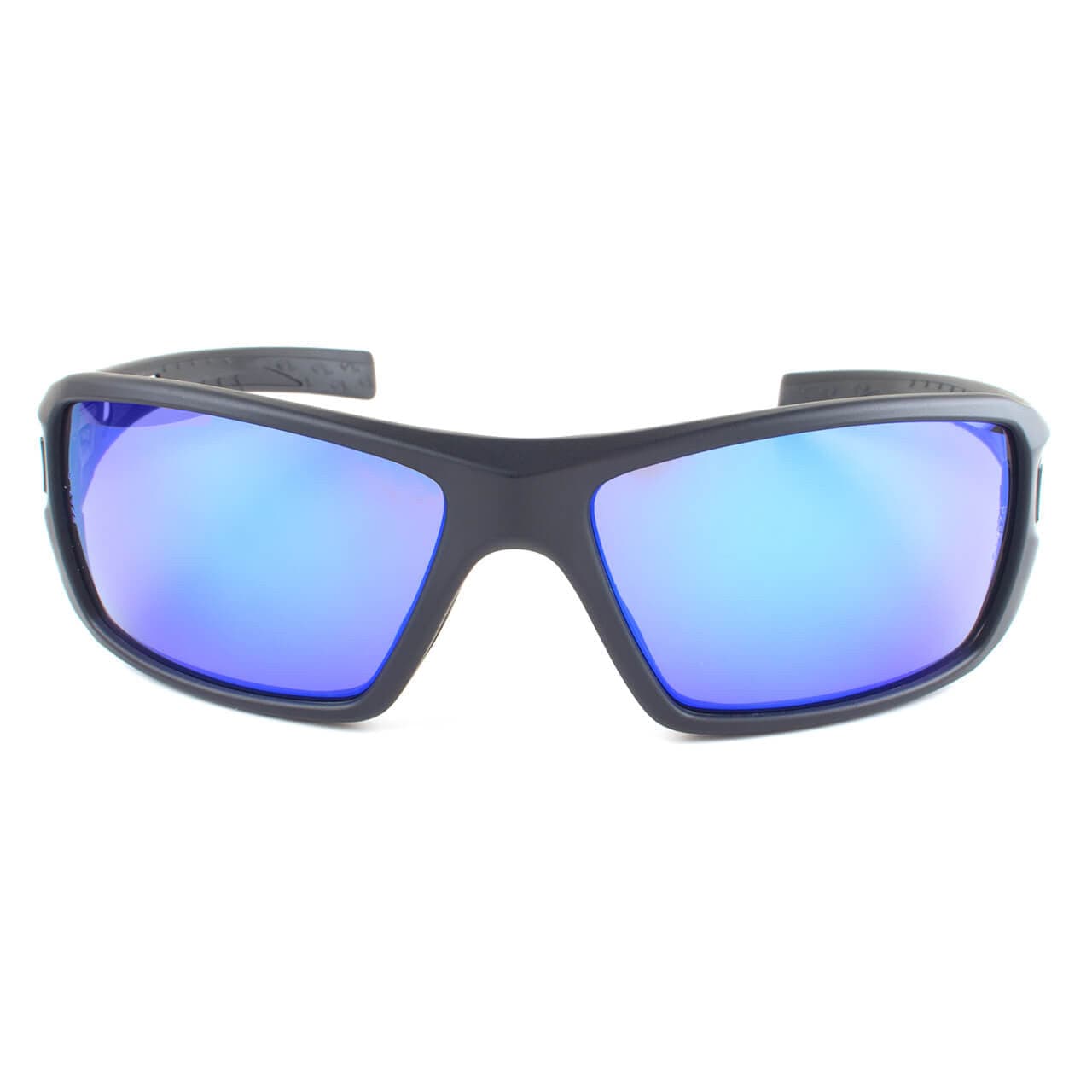 Metel M30 Safety Glasses with Black Frame and Blue Mirror Lenses Front View