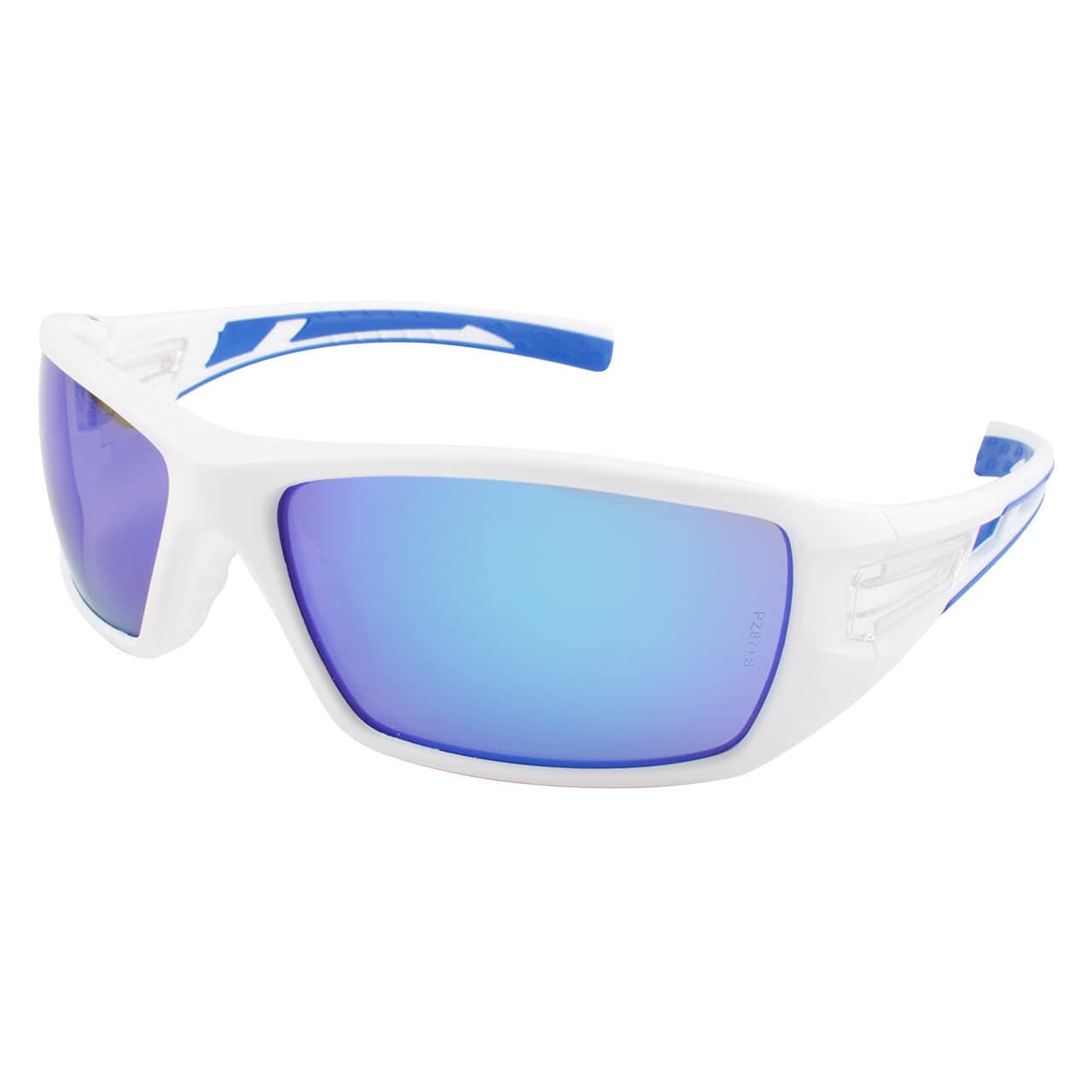Metel M30 Safety Glasses with White Frame and Blue Mirror Lenses