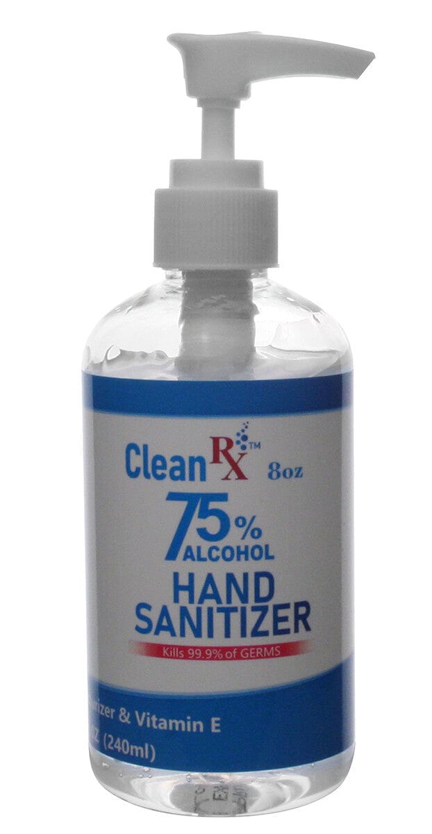 Clean Rx Hand Sanitizer 8oz Pump Bottle (Case of 12) - Front View