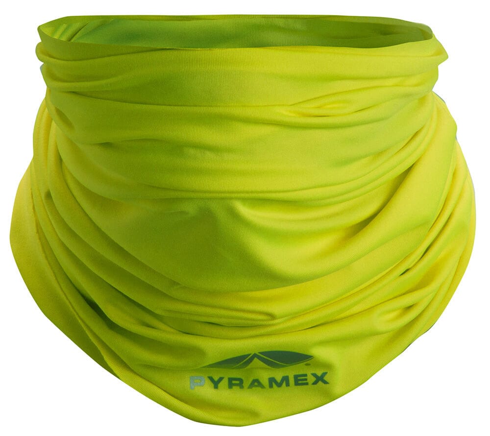 Pyramex MPB10 Hi-Vis Lime Multi-Purpose Cooling Band - Being Worn