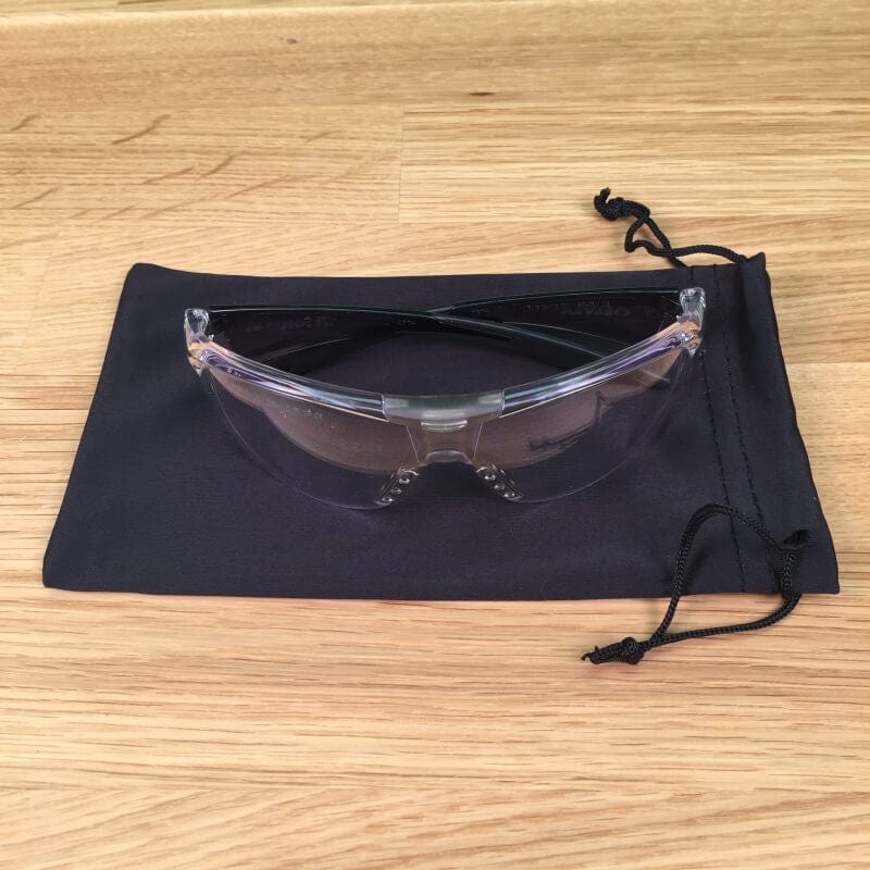 Microfiber Sunglasses Pouch with safety glasses on top