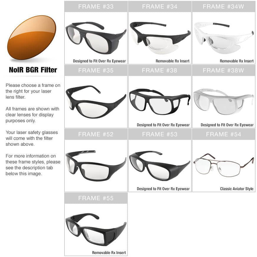 NoIR GlareShields Pilot Laser Protection BGR Lens - Frames