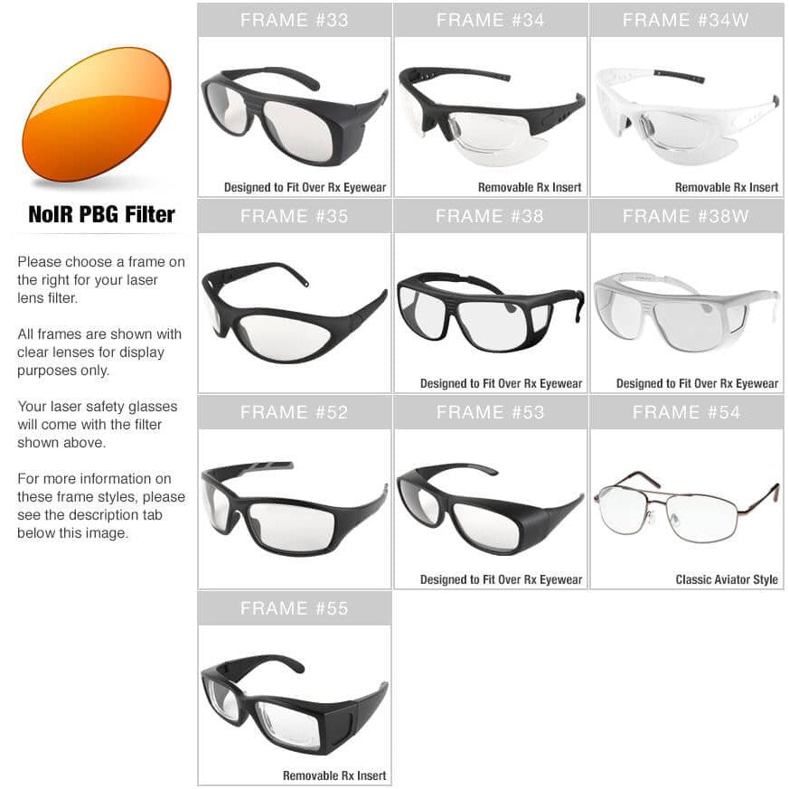 NoIR PBG Filter for Pilots and for Riot/Ground Control Personnel, and Alignment of green lasers - Frames