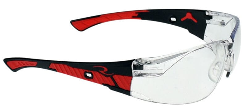 Radians Obliterator Foam-Lined Safety Glasses with Black/Red Frame and Clear IQUITY Anti-Fog Lens