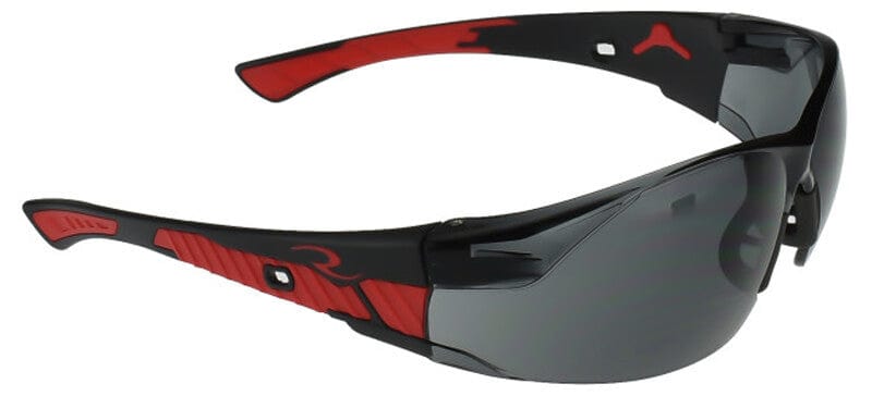 Radians Obliterator Foam-Lined Safety Glasses with Black/Red Frame and Smoke IQUITY Anti-Fog Lens