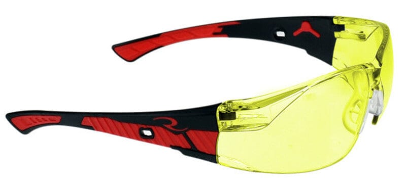 Radians Obliterator Safety Glasses with Black/Red Frame and Amber Lens
