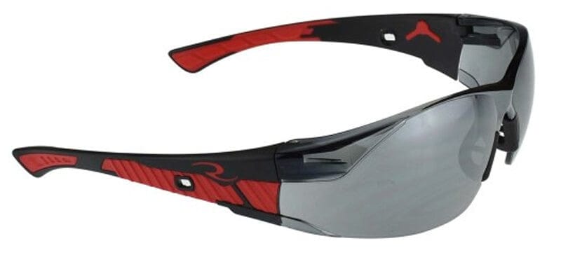 Radians Obliterator Safety Glasses with Black/Red Frame and Silver Mirror Lens