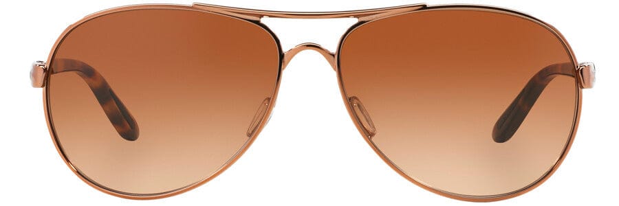 Oakley Feedback Sunglasses with Rose Gold Frame and VR50 Brown Gradient Lens - Front