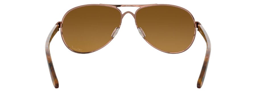 Oakley Feedback Sunglasses with Rose Gold Frame and VR50 Polarized Brown Gradient Lens - Back