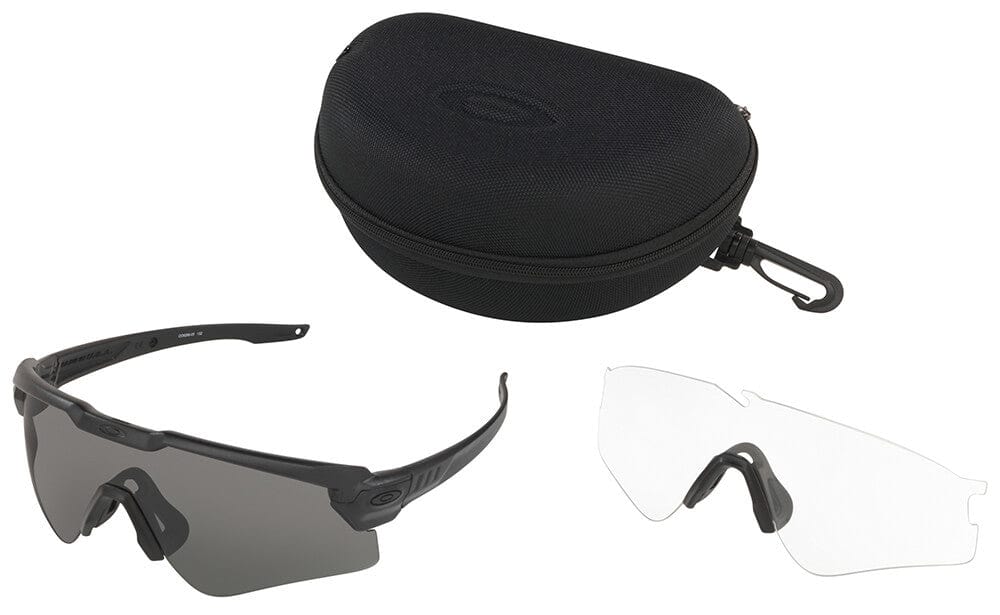 Oakley SI Ballistic M Frame Alpha Sunglasses Matte Black Frame Clear & Gray Lenses OO9296-05
