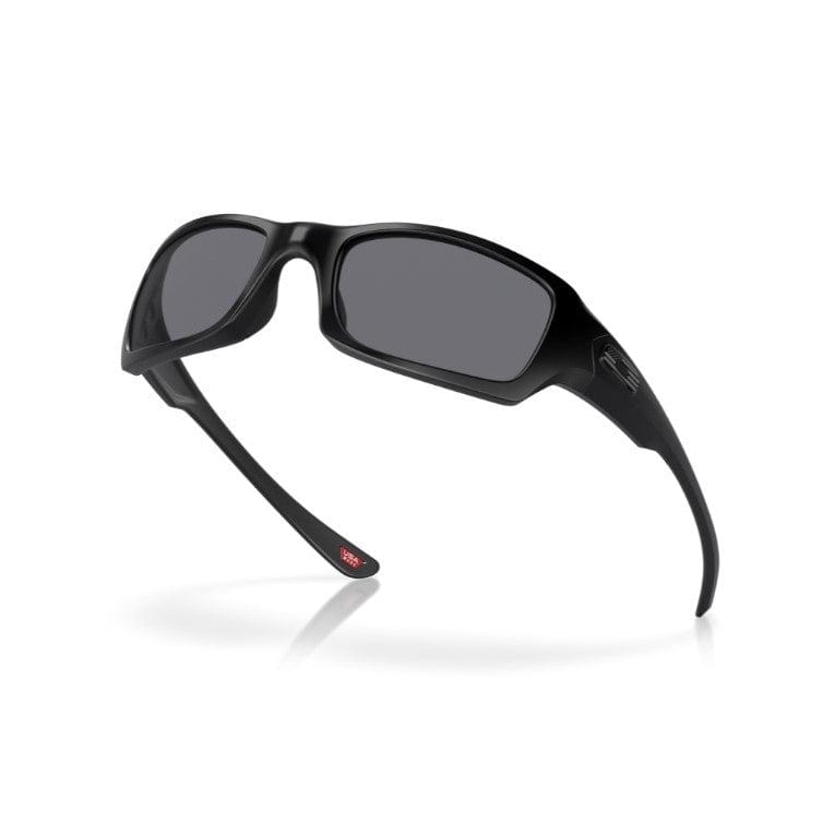 Oakley SI Fives Squared Sunglasses Matte Black with USA Flag Icon and Grey Lens OO9238-3354 Profile View