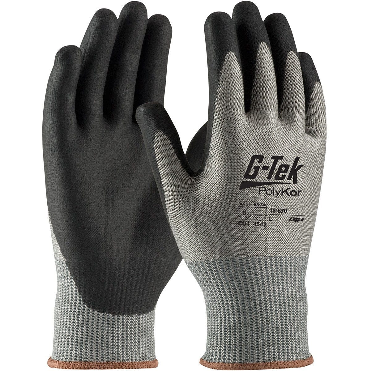 PIP 16-570 G-Tek PolyKor Seamless Knit PolyKor Blended Gloves - Polyurethane Coated Smooth Grip on Palm & Fingers
