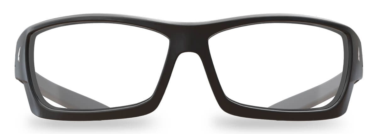 Edge Mazeno Slim Fit Safety Glasses with Black Frame and Clear Lens PM111 - Front View