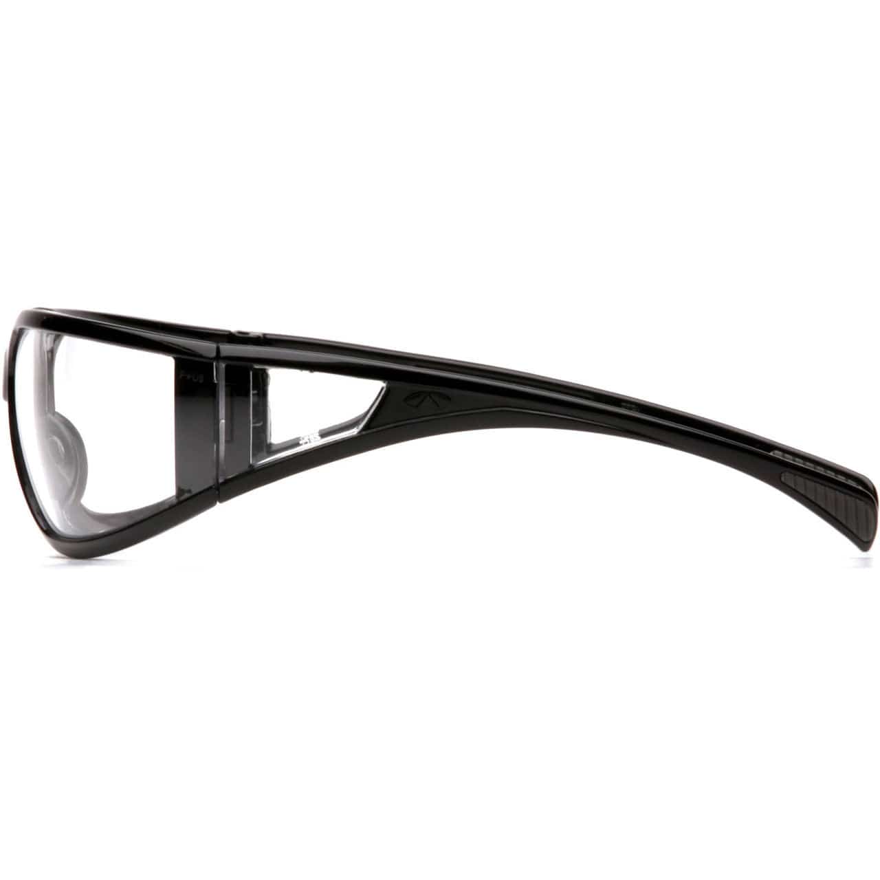 Pyramex Exeter Safety Glasses with Black Frame and Clear Anti-Fog Lens SB5110DT Side