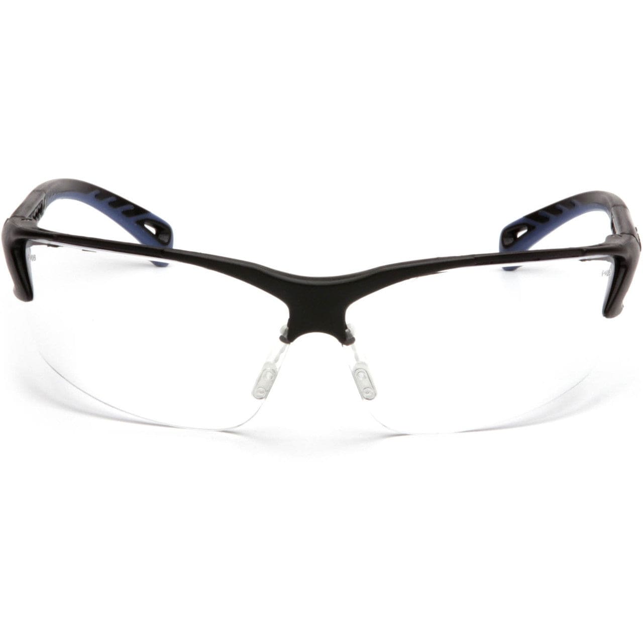 Pyramex Venture 3 Safety Glasses with Black Frame and Clear Anti-Fog Lens SB5710DT Front View