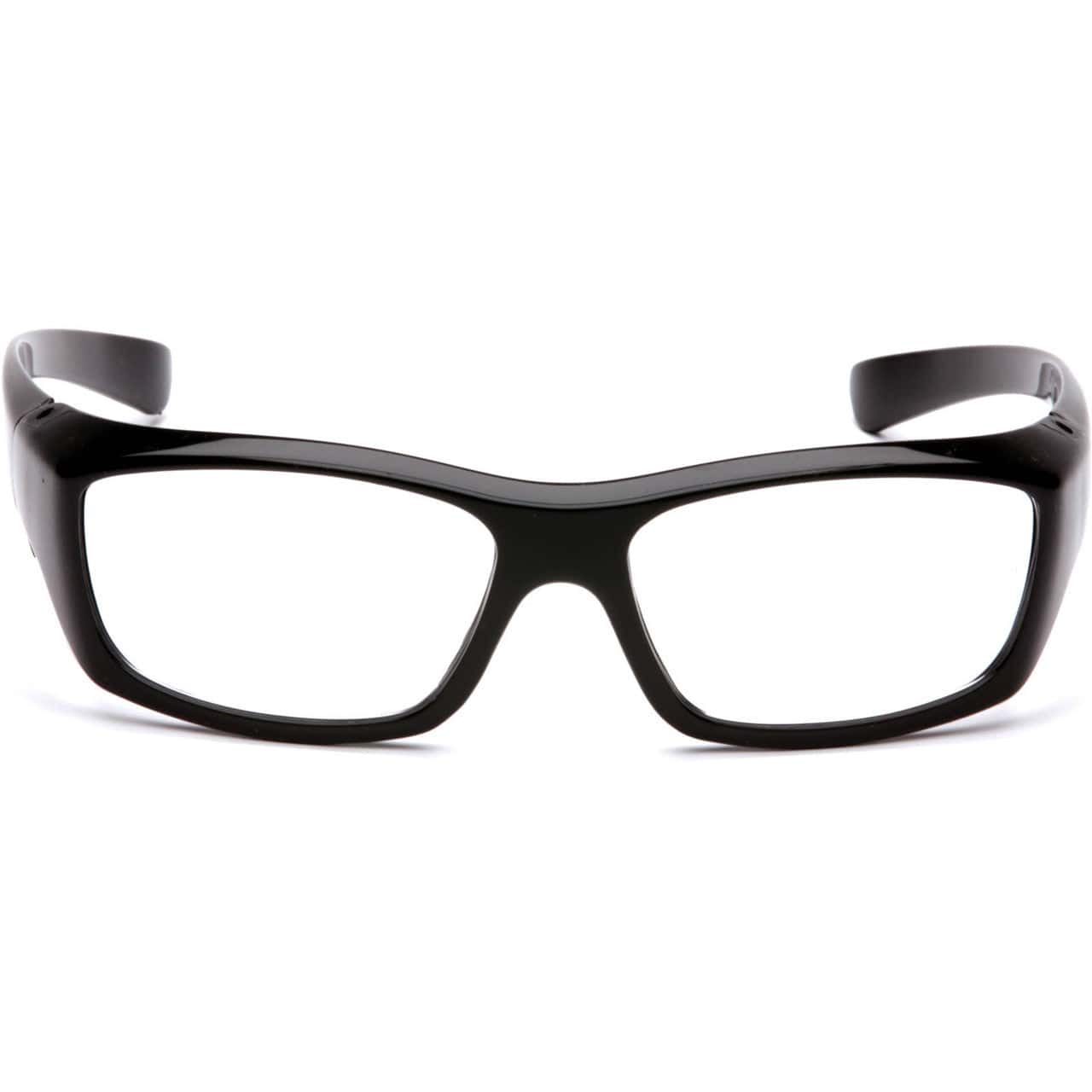 Pyramex Emerge Safety Glasses with Black Frame and Clear Full Magnifying Lens SB7910D Front View
