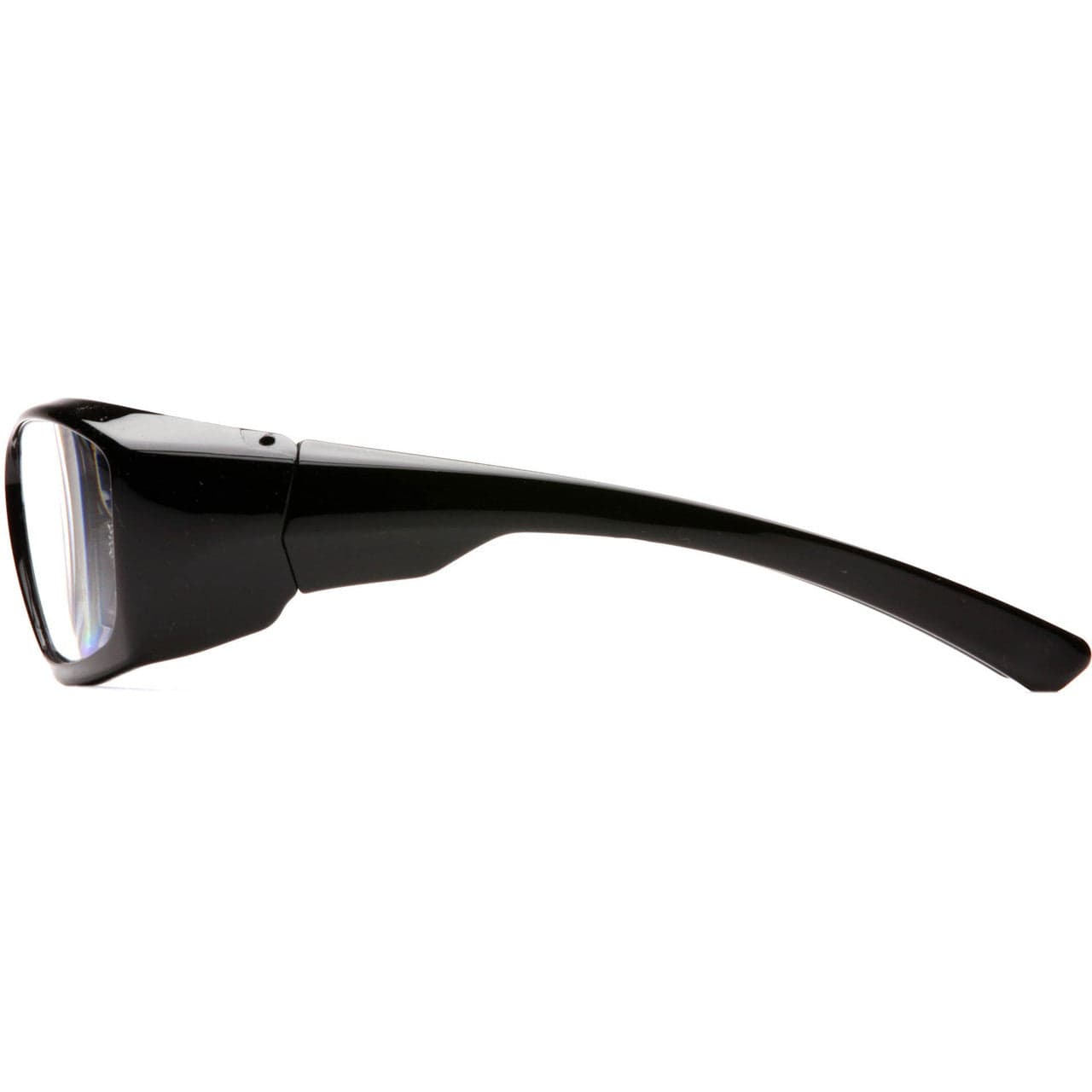 Pyramex Emerge Safety Glasses with Black Frame and Clear Full Magnifying Lens SB7910D Side View