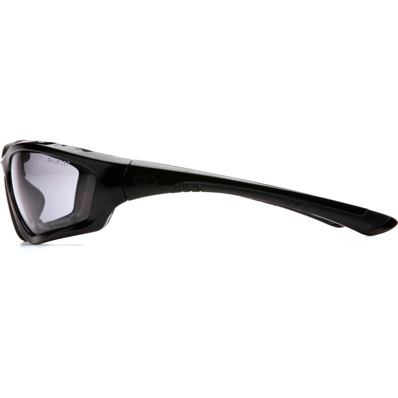 Pyramex Accurist Safety Glasses with Black Frame and Light Gray Anti-Fog Lens SB8725DTP Side View