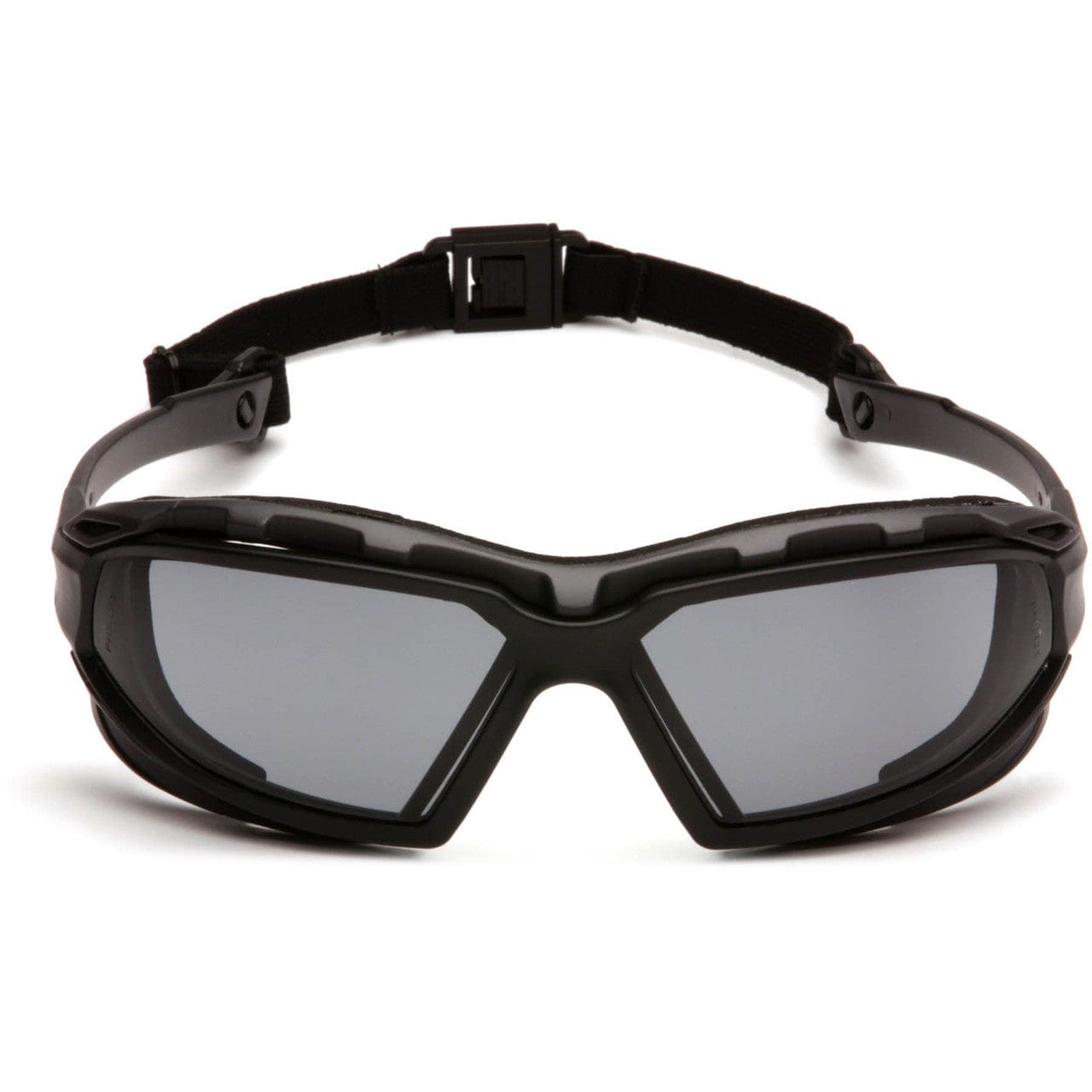 Pyramex Highlander Plus Safety Glasses Black Foam-Lined Frame Gray Anti-Fog Lens SBG5020DT Front