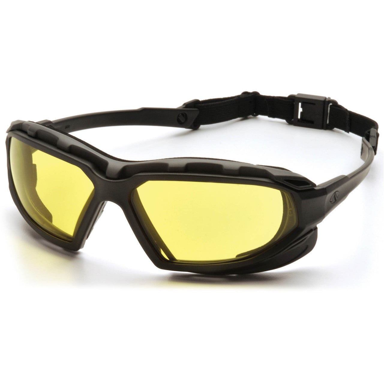 PPyramex Highlander Plus Safety Glasses Black Foam-Lined Frame Amber Anti-Fog Lens SBG5030DT