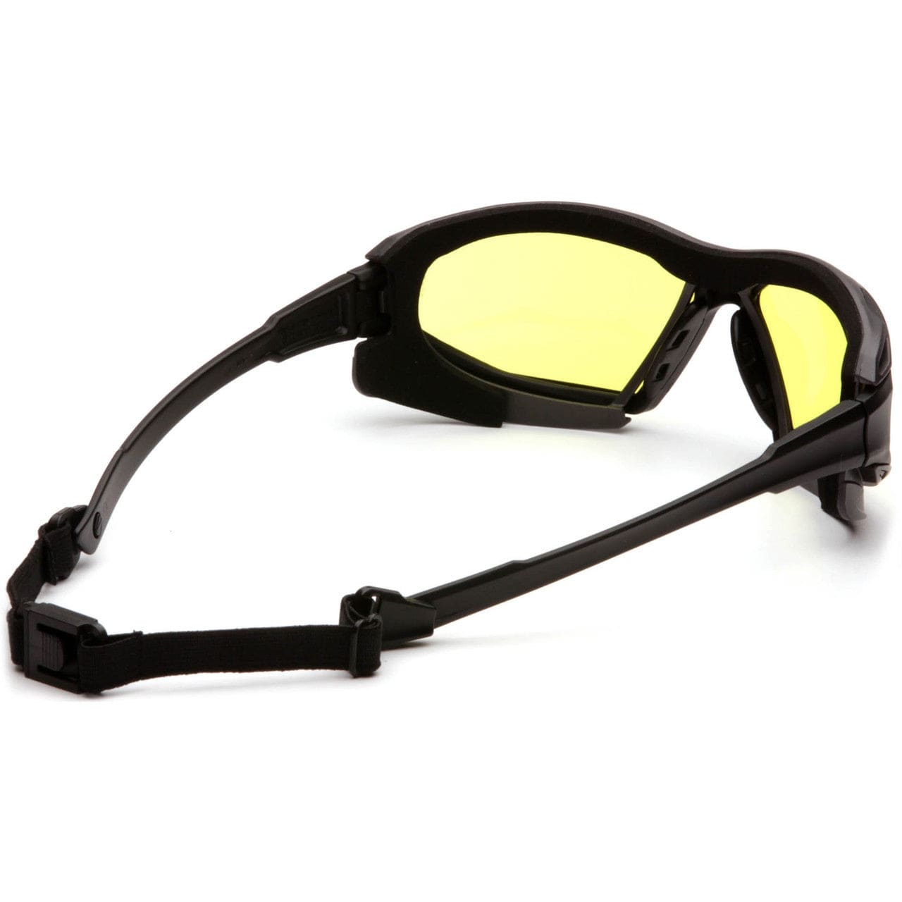 Pyramex Highlander Plus Safety Glasses Black Foam-Lined Frame Amber Anti-Fog Lens SBG5030DT Back