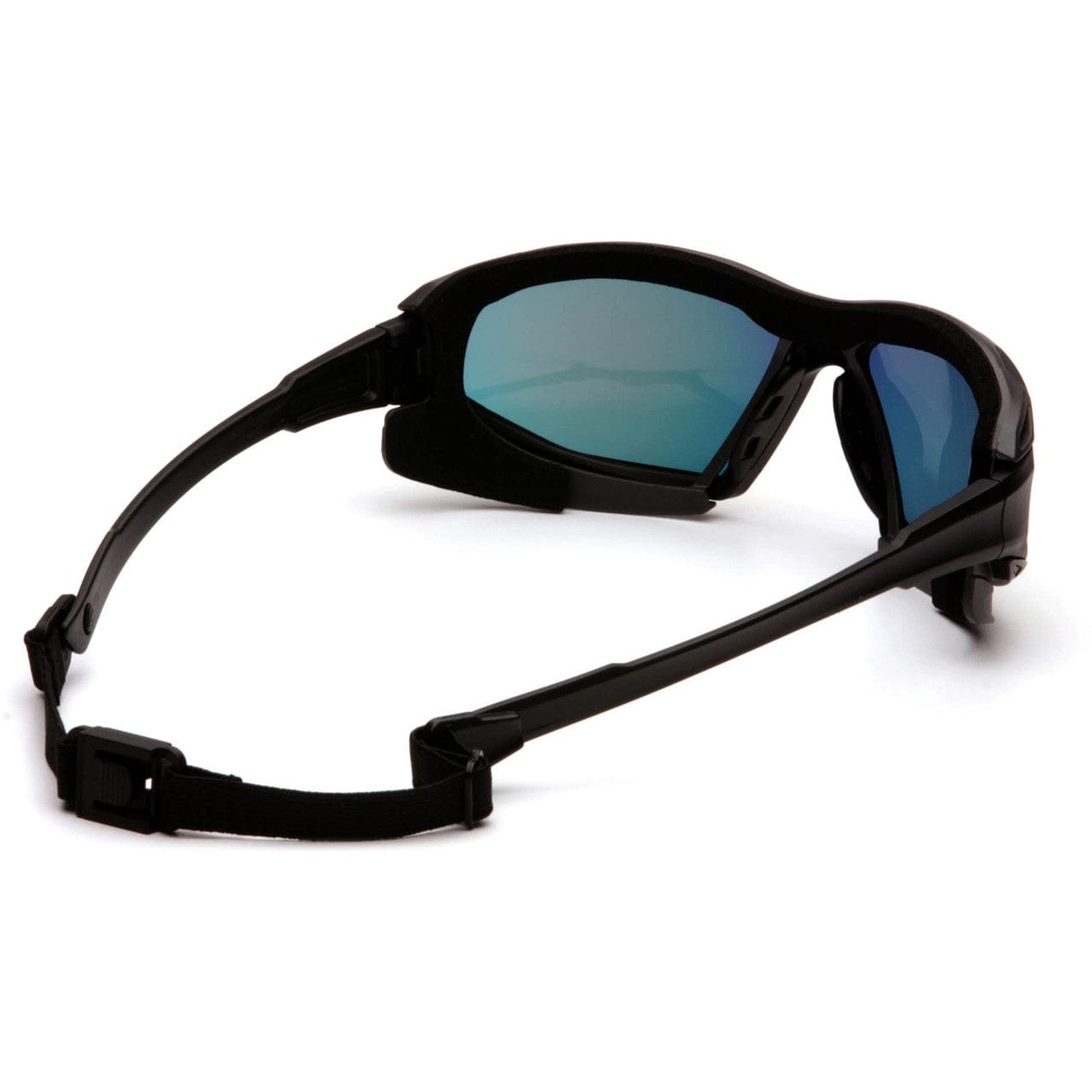 Pyramex Highlander Plus Safety Glasses Black Foam-Lined Frame Sky Red Mirror Anti-Fog Lens SBG5055DT Back