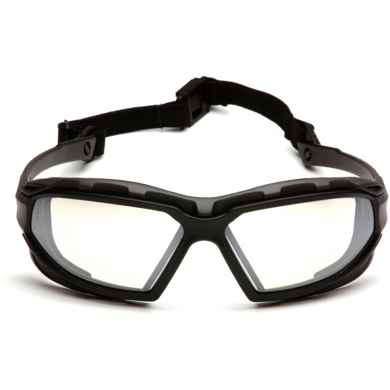 Pyramex Highlander Plus Safety Glasses Black Foam-Lined Frame Indoor/Outdoor Anti-Fog Lens SBG5080DT Front