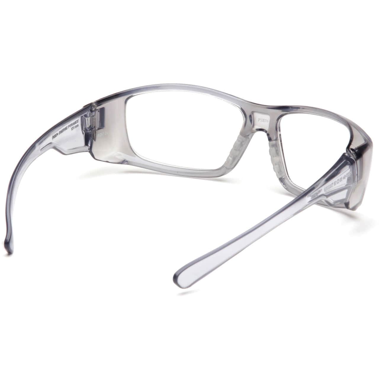 Pyramex Emerge Safety Glasses Translucent Gray Frame Clear Full Magnifying Lens Back