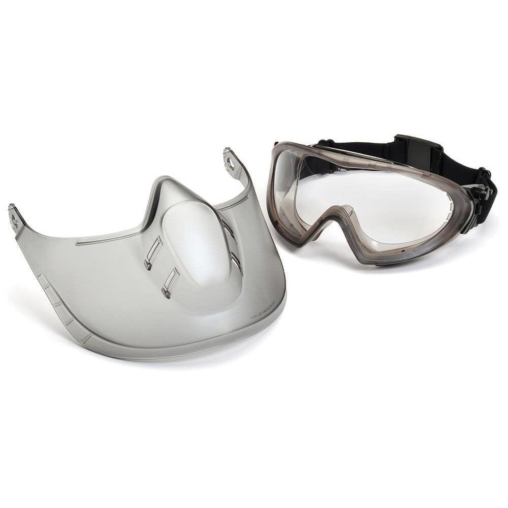 Pyramex GG504TSHIELD Capstone Goggle with Removable Face Shield - Clear H2X Anti-Fog Lens