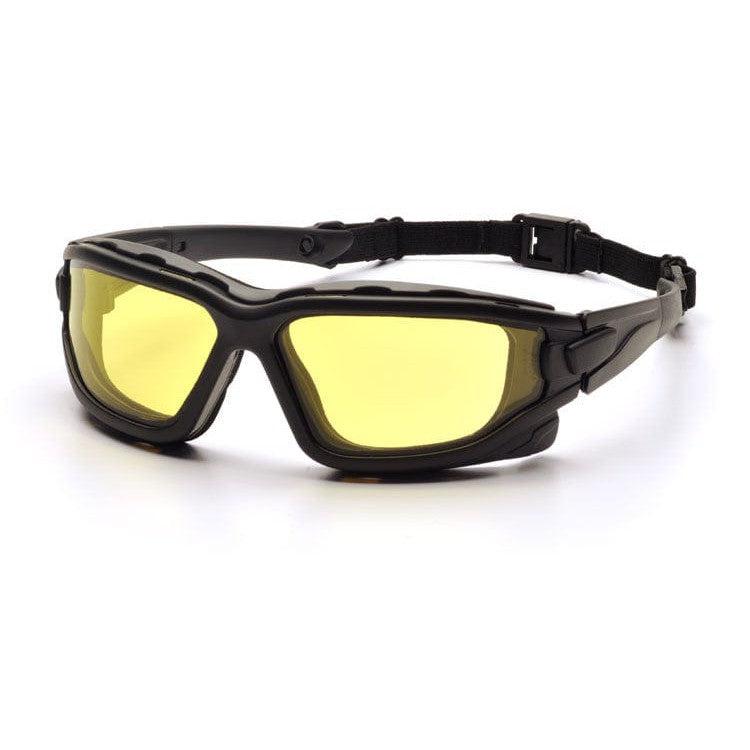 Pyramex SB7030SDT I-Force Safety Glasses/Goggles - Black Frame - Amber H2X Anti-Fog Lens with temples attached