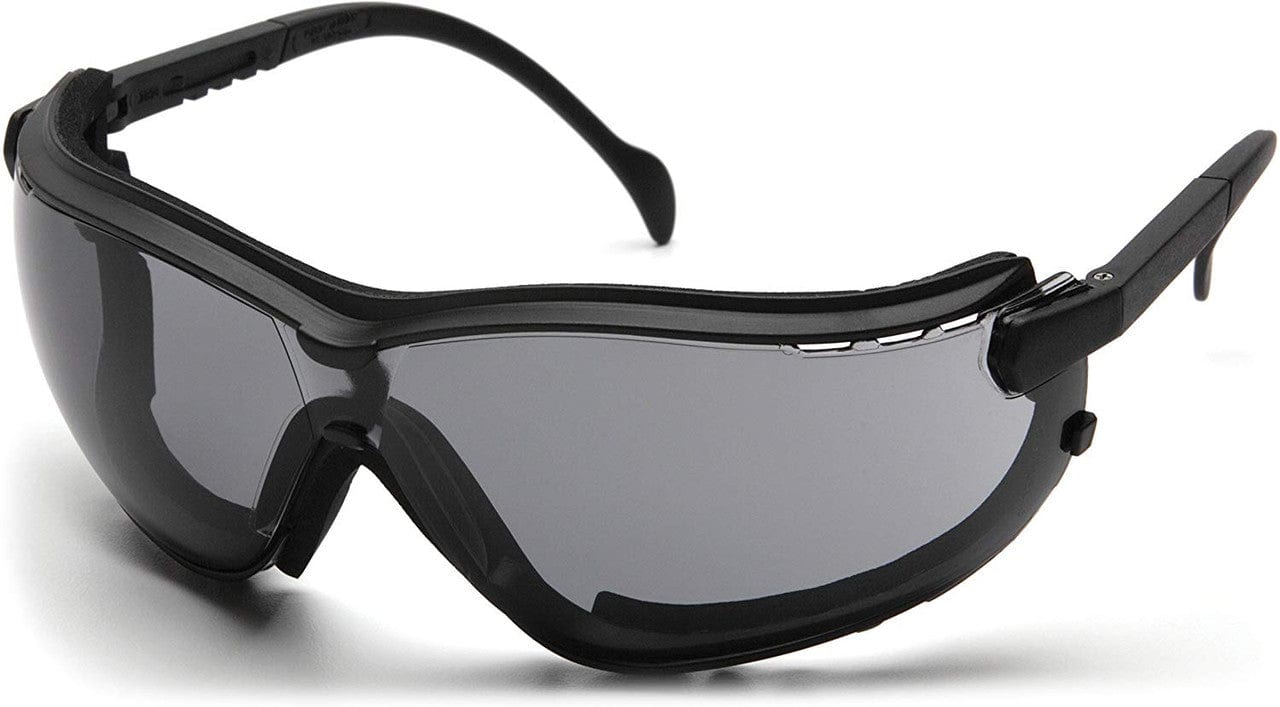 Pyramex V2G Safety Glasses/Goggles with Black Frame and Gray H2MAX Anti-Fog Lens GB1820STM - with Temples Installed