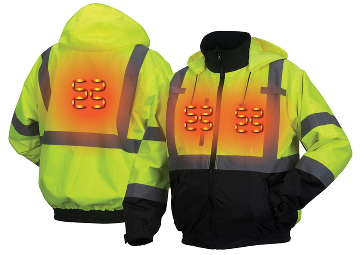 Pyramex RJ31 Type R Class 3 Heated Safety Jacket With Removable Fleece Liner RJ3110H - Heated Zones