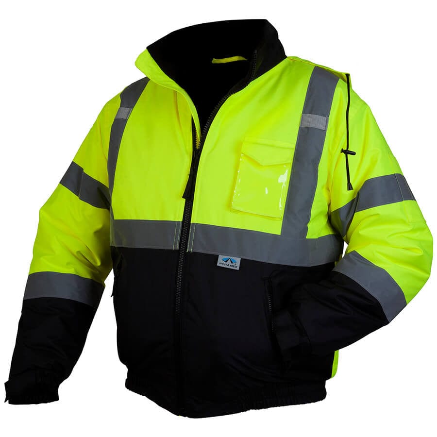 Pyramex RJ3210 Class 3 Hi-Viz Lime Safety Jacket with Quilted Liner