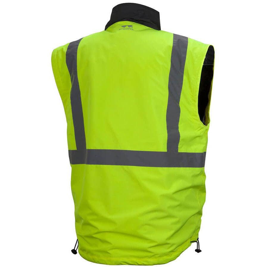 Pyramex RJR34 Reversible Class 3 Hi-Viz Lime 4-In-1 Safety Jacket - Vest Back