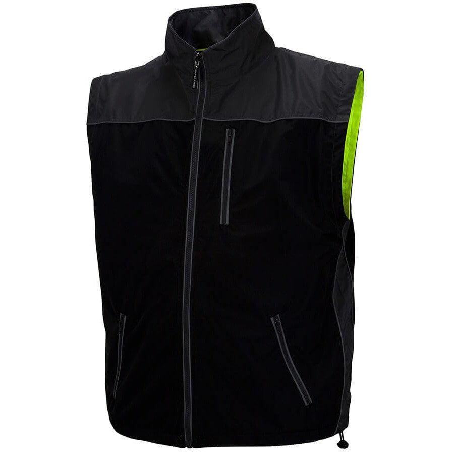 Pyramex RJR34 Reversible Class 3 Hi-Viz Lime 4-In-1 Safety Jacket - Vest Black