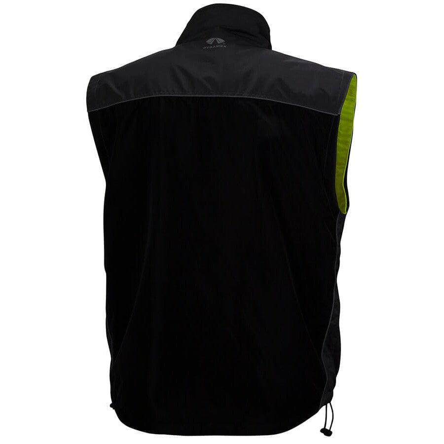 Pyramex RJR34 Reversible Class 3 Hi-Viz Lime 4-In-1 Safety Jacket - Vest Black Back