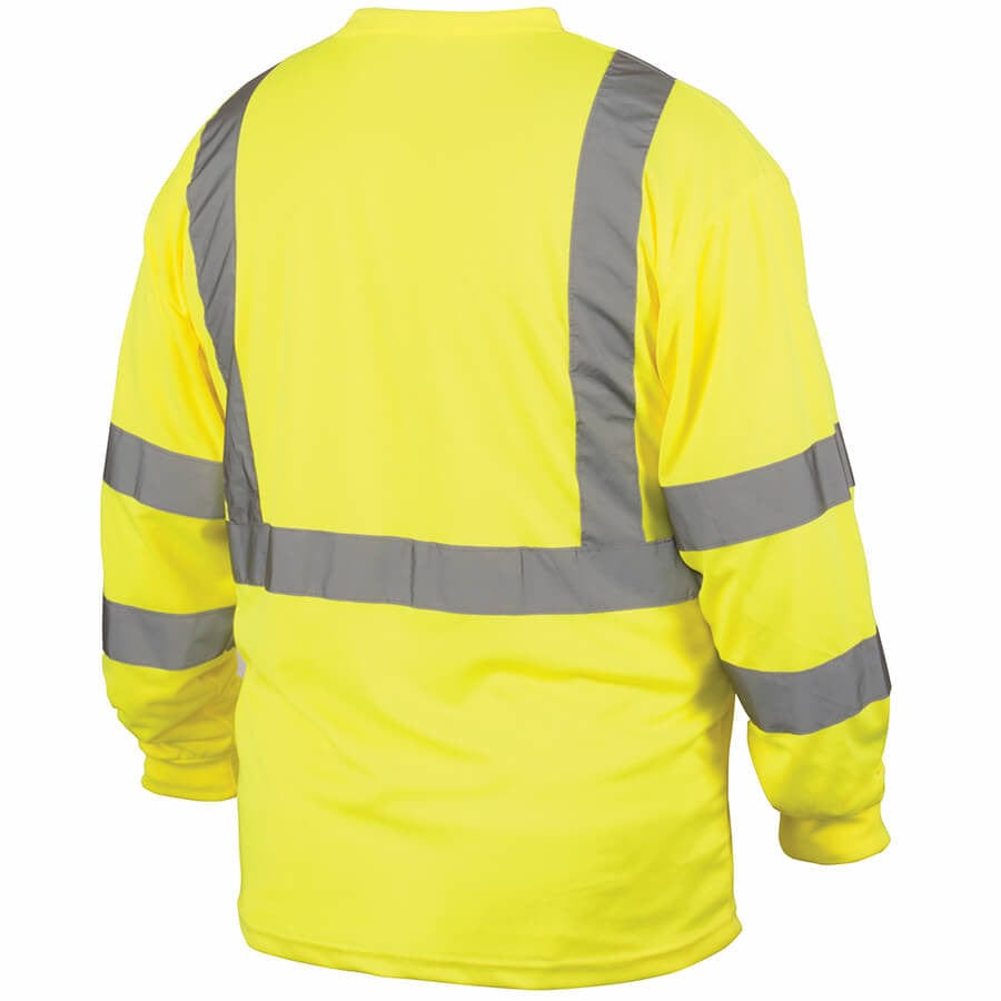 Pyramex RLTS31 Type R Class 3 Long Sleeve Safety T-Shirt Hi-Vis Lime - Back