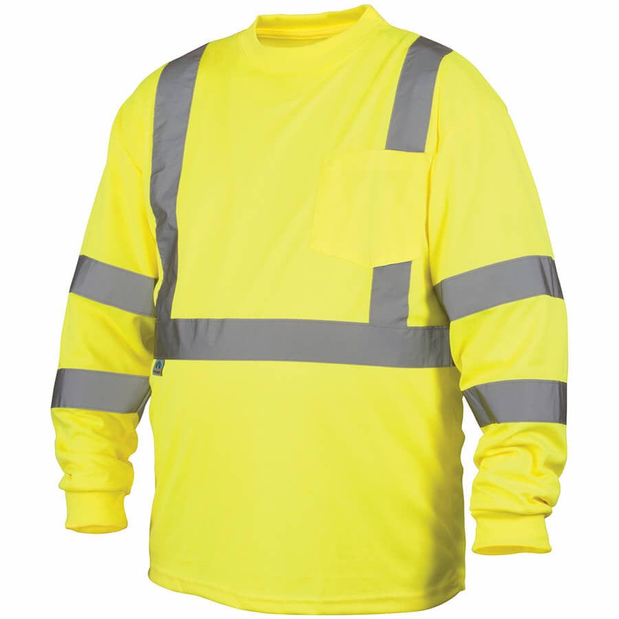 Pyramex RLTS31 Type R Class 3 Long Sleeve Safety T-Shirt Hi-Vis Lime 
