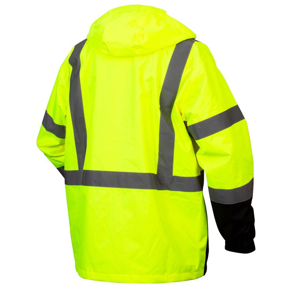 Pyramex RP31 Type R Class 3 Waterproof Parka Hi-Vis Lime - Back