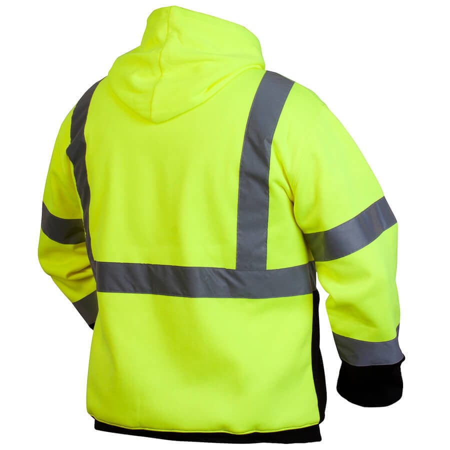 Pyramex Lumen-X RSSH32 Class 2 Hi-Viz Lime Pullover Safety Sweatshirt - Back