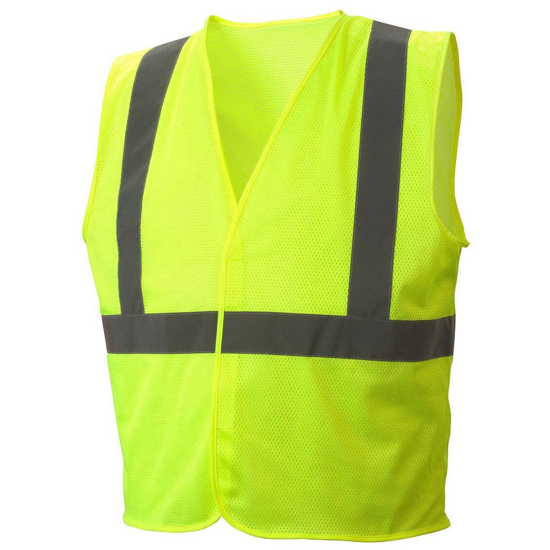 Pyramex RVHLM2910 Type R Class 2 Hi-Vis Lime Mesh Safety Vest - Front