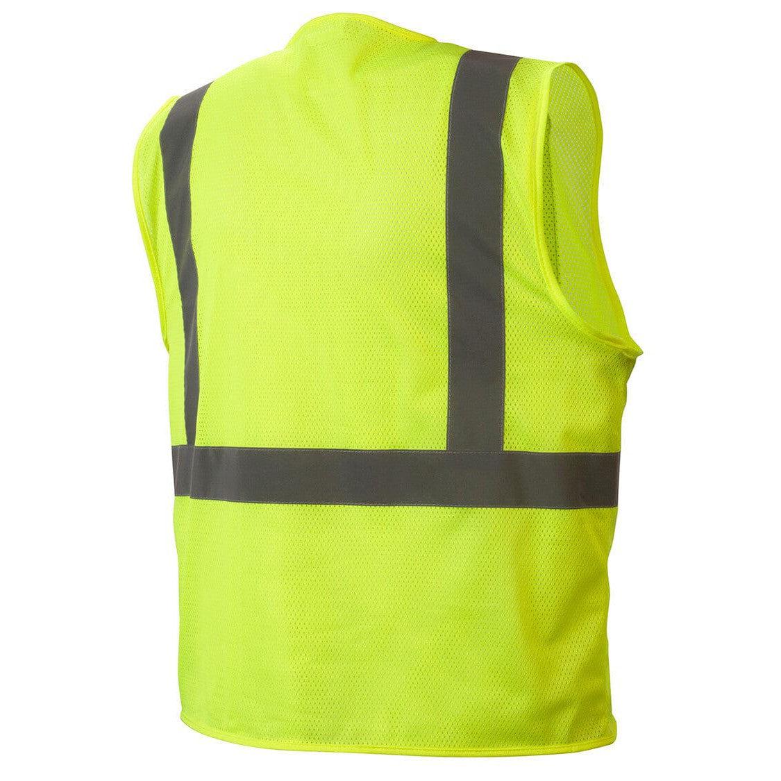 Pyramex RVHLM2910 Type R Class 2 Hi-Vis Lime Mesh Safety Vest - Back