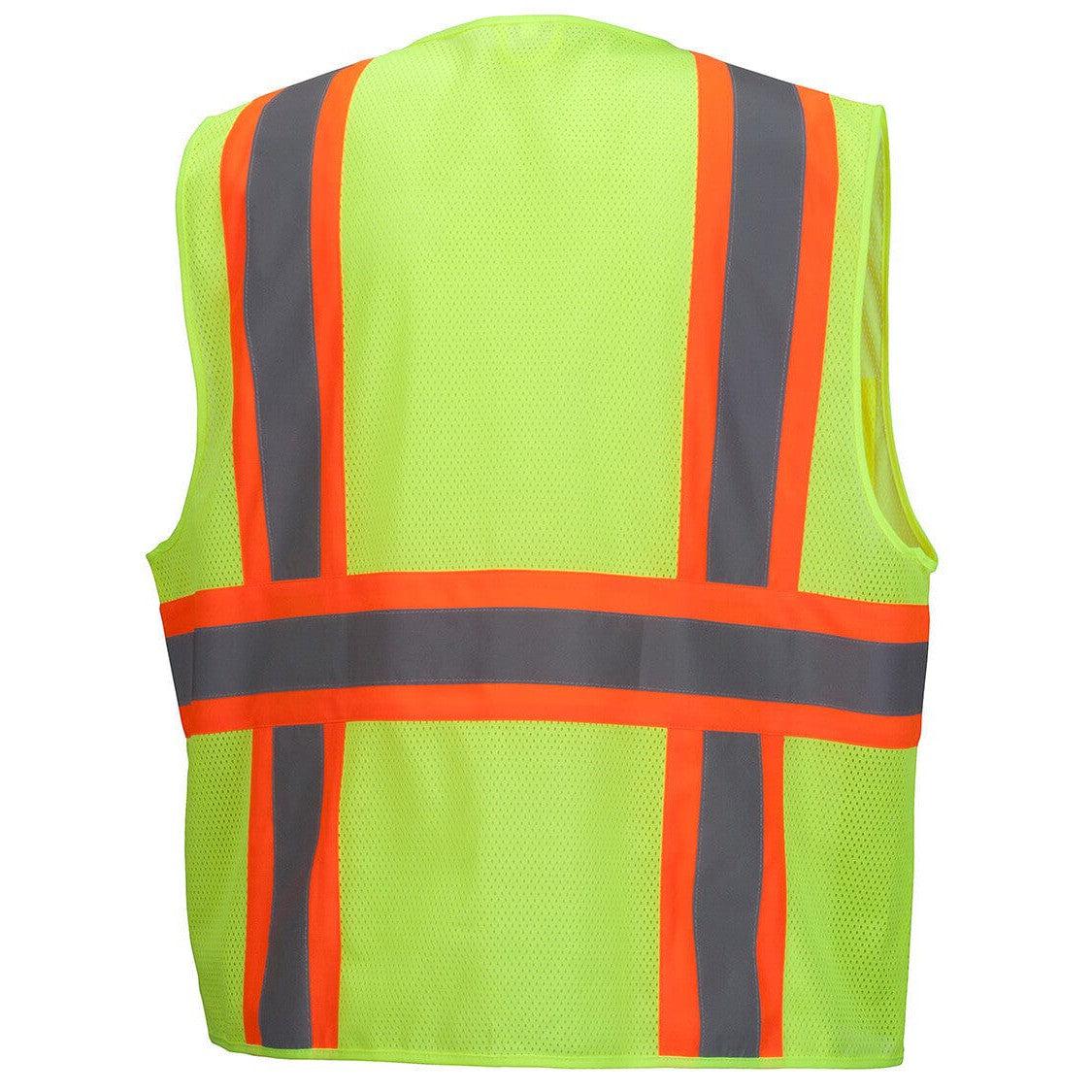 Pyramex RVZ2310 Type R Class 2 Two-Tone Surveyor Safety Vest - Hi-Vis Lime - Back