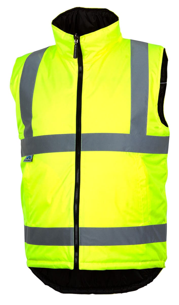 Pyramex RWVZ4510 Type R Class 2 Reversible Insulated Vest Hi-Vis Lime - Front