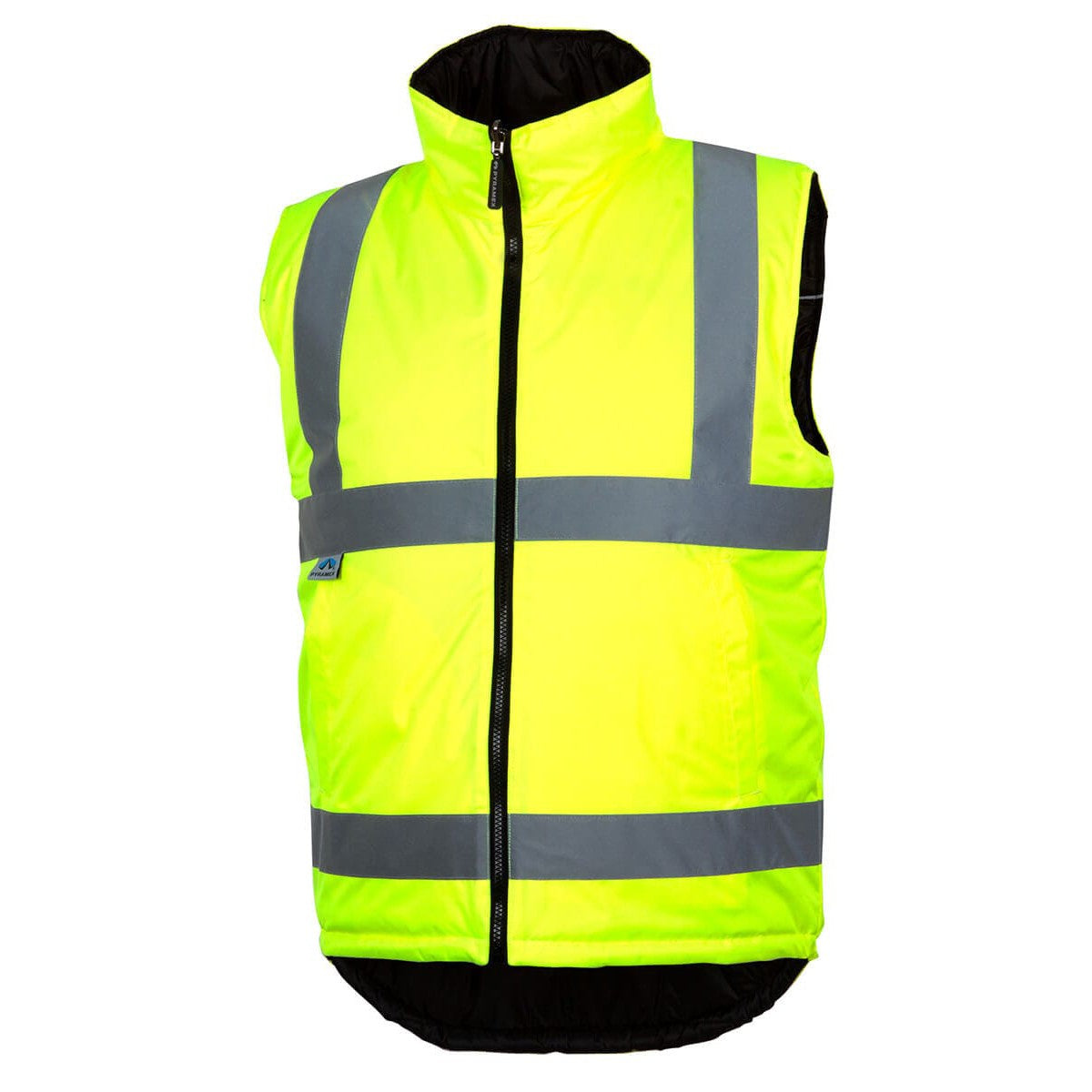 Pyramex RWVZ4510 Type R Class 2 Reversible Insulated Vest Hi-Vis Lime - Front