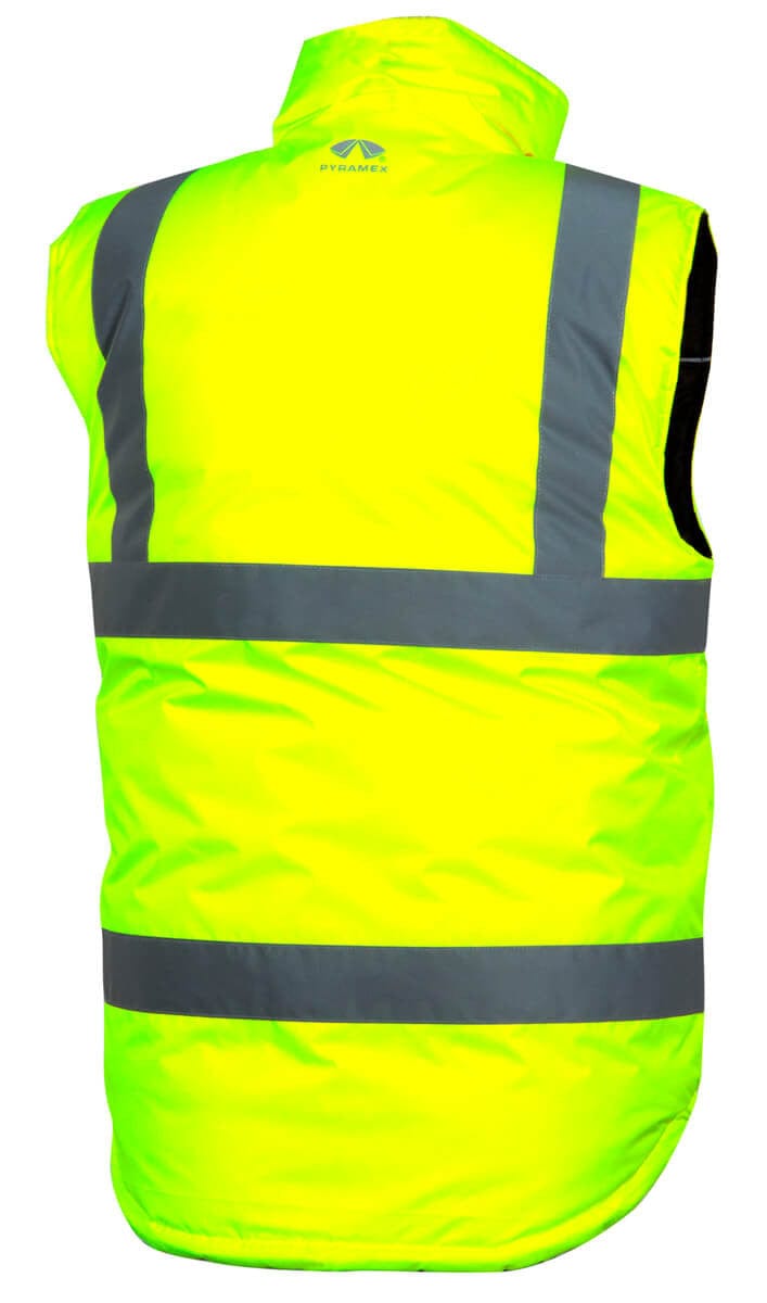 Pyramex RWVZ4510 Type R Class 2 Reversible Insulated Vest Hi-Vis Lime - Back